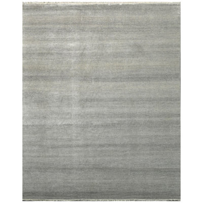 Tapis argenté et noir noué à la main de haute qualité