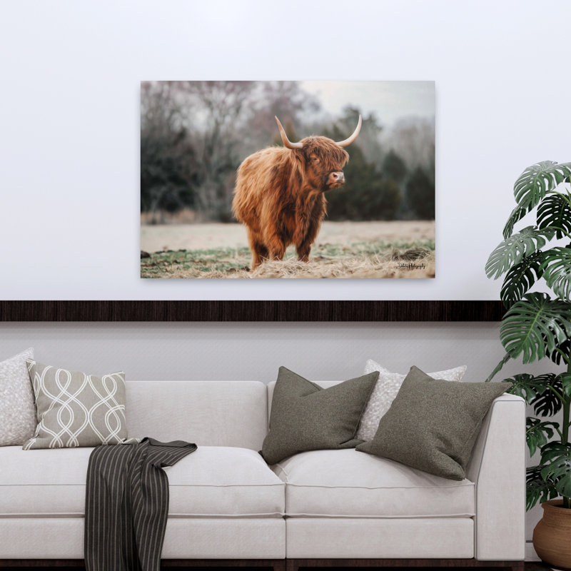 Maman, vache, portrait de vache contemporain, paysage, H 32 po x l 48 po