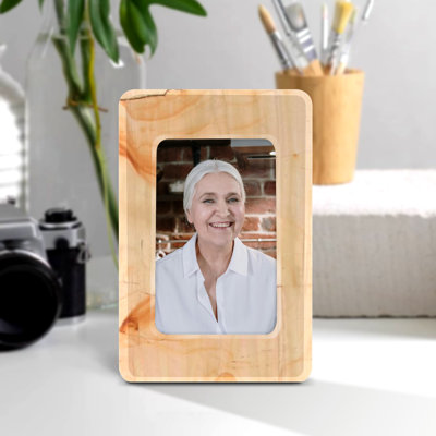 Teak Marble Picture Frame, 4x6 Inches, Modern Desk Display