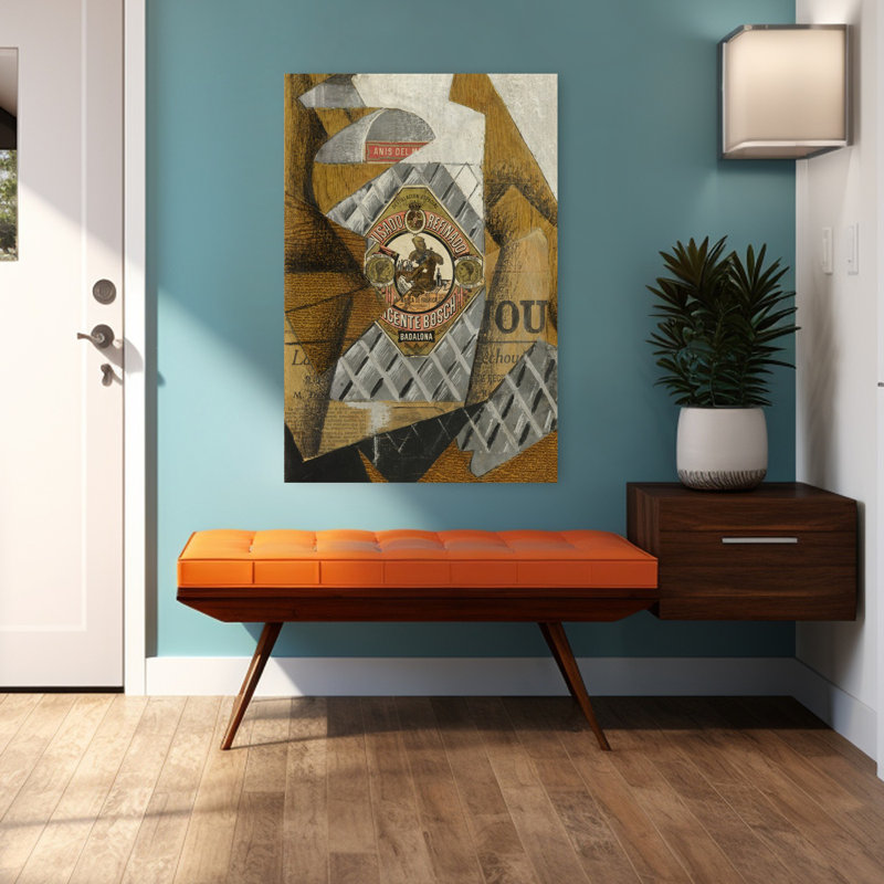 Art mural classique contemporain abstrait La Bouteille D'Anis, H 48 po x l 32 po