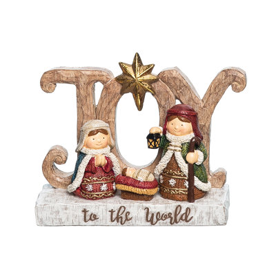 "Joy" With Holy Family Decor