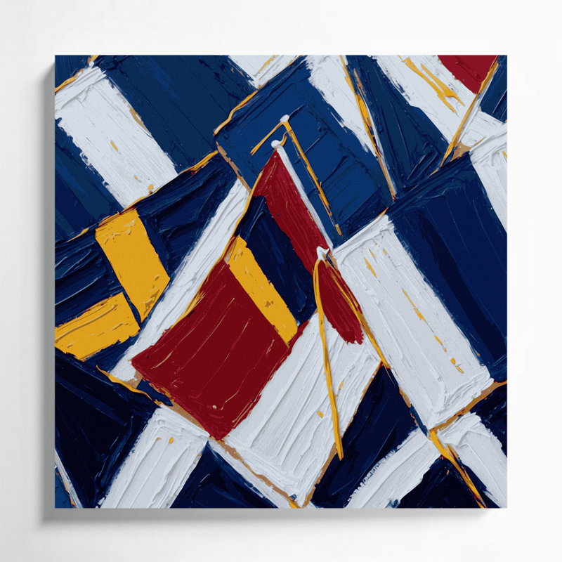 Art nautique sur toile bleu, H 12 po x l 12 po