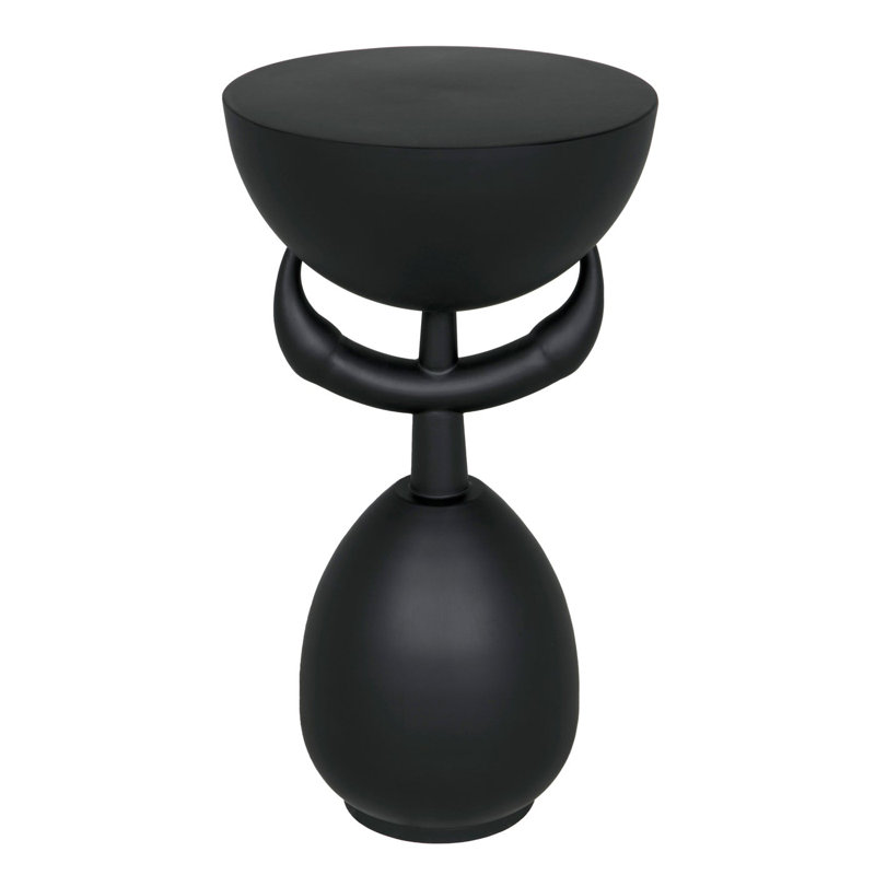 Matte Black Round Metal Industrial Side Table
