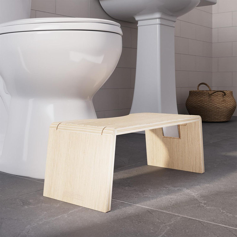 Folding Bamboo Toilet Stool,Collapsible Bathroom Stool(Oak)