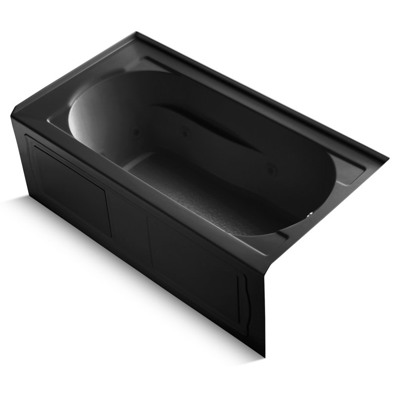 Devonshire Alcove 60" x 32" Whirpool Bathtub, Black, Right