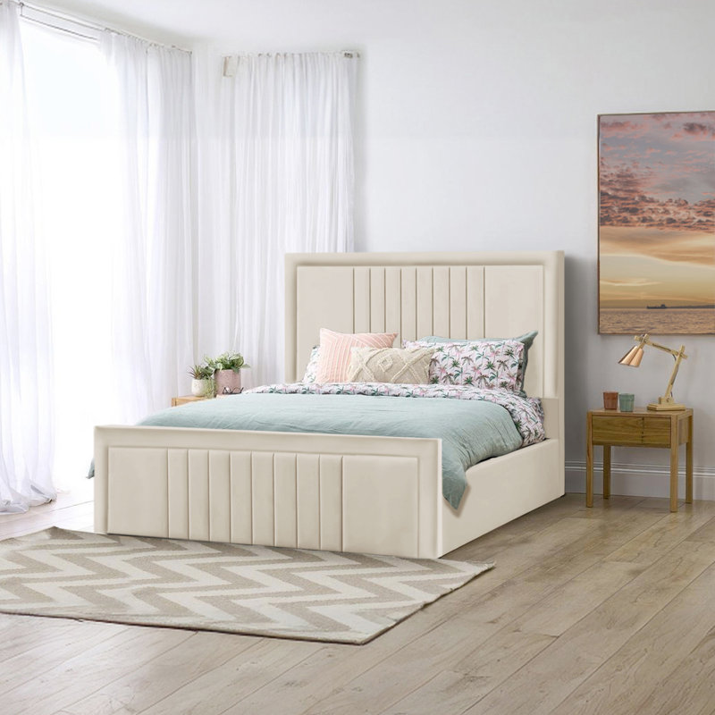 Niels Upholstered Ottoman Storage Bed, Cream, Kingsize (5')