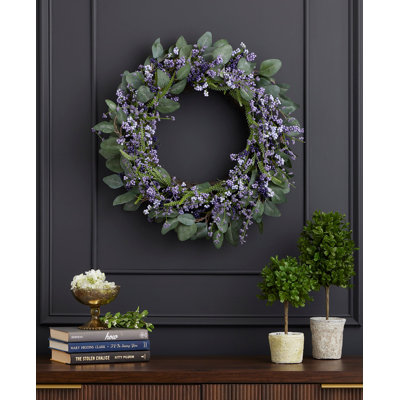 26" Faux Eucalyptus and Callicarpa Front Door Summer Wreath - Millie
