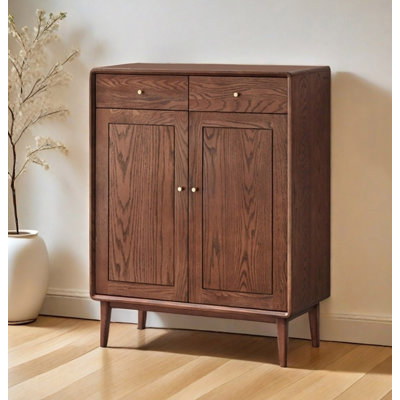 Odourless Varnish Oak Solid Wood Shoe Cabinet