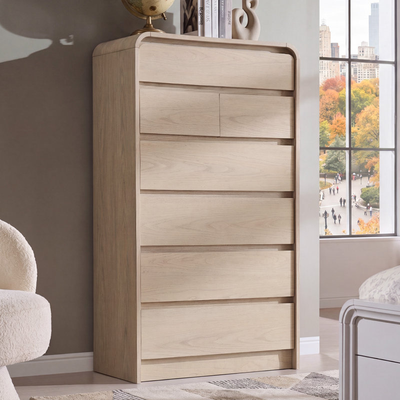Commode 7 tiroirs Maud, L 31,5 po x L 15,55 po x H 55,5 po, Naturel
