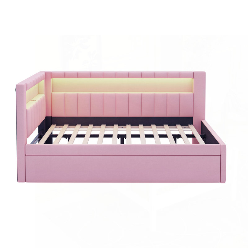 Versatile Platform Bed with Advanced Features for Ultimate Comfort, Full / Double, Pink