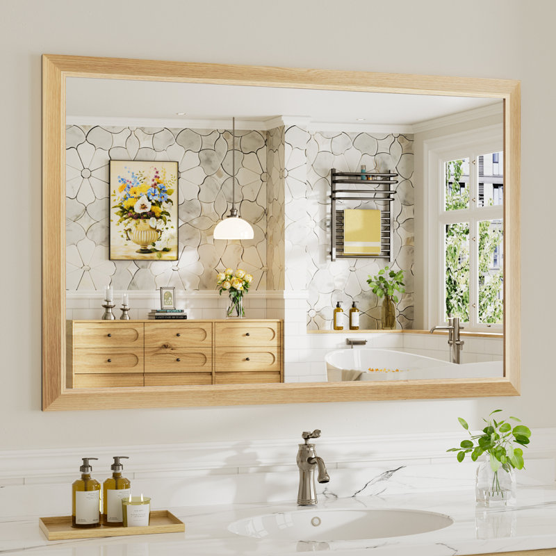 Miroirs de salle de bain modernes et contemporains en métal biseauté rectangulaire / carré avec verre trempé HD