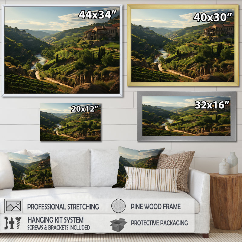 «Scenic Majestic Vineyard II», reproduction d'art sur toile, H 30 po x l 40 po x P 1,5 po, Toile tendue