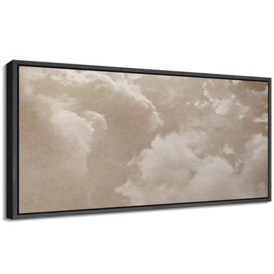 Muted Clouds Abstract Tranquil Neutral Antique Retro Decor Extra Large Artwork Print Wall Art