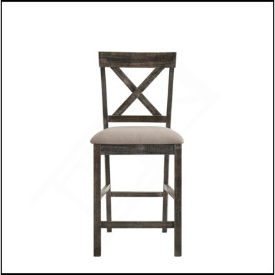 Martha II Tan Linen & Weathered Grey Finish Counter Height Chair (Set Of 2)