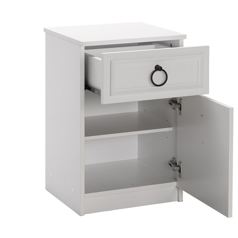 Elegant White Nightstand with Multiple Shelves | 100% Melamine Coated Particle Board, 0.6 inches Thick | Ideal for Bedroom Storage & Traditional Decor, Stylish and Functional Design