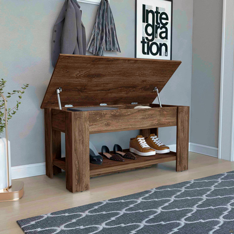Table de rangement, quatre pieds, tablette inférieure, brun foncé