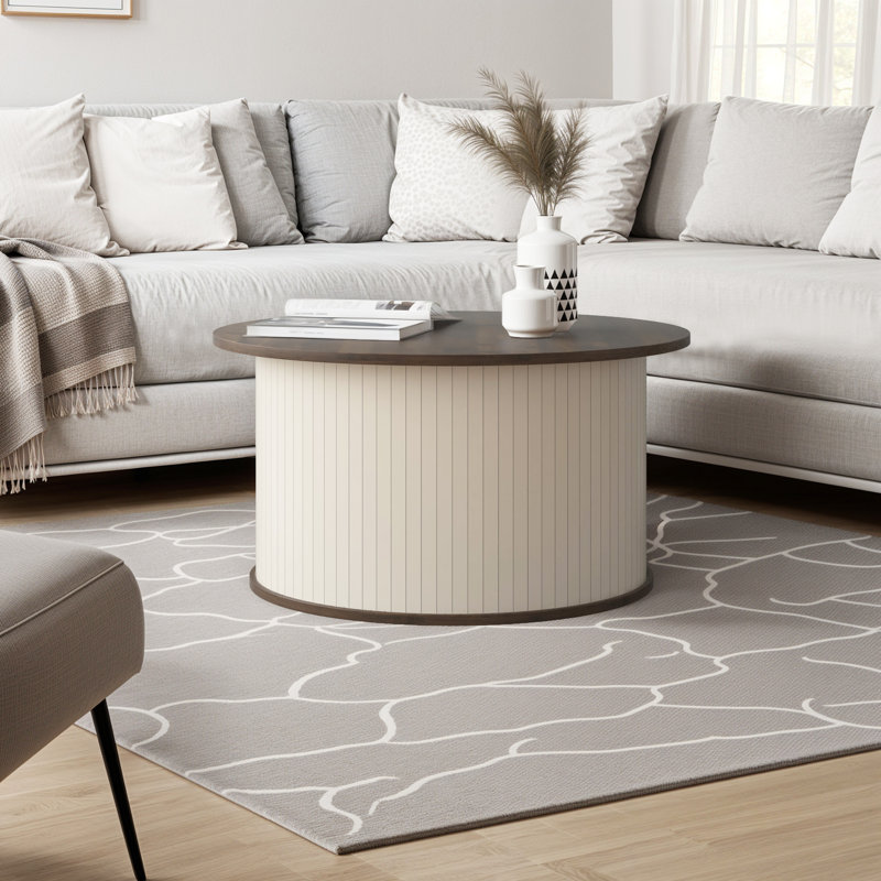 Flutoria Drum Coffee Table, Royal Walnut