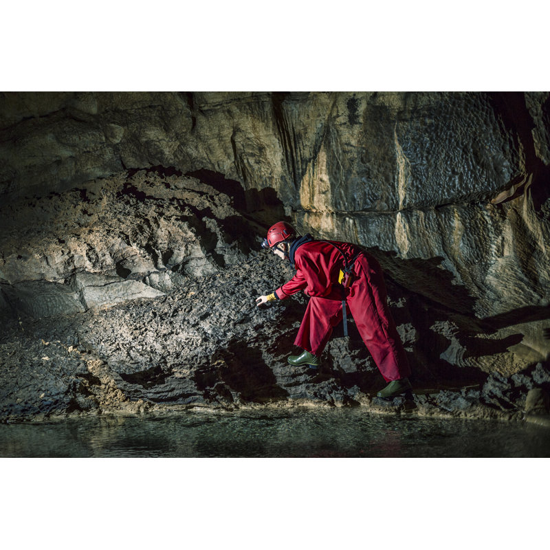 Geologist Exploring Caves Deep Underground by Gremlin - No Frame Art Prints on Canvas, 30cm H x 46cm W