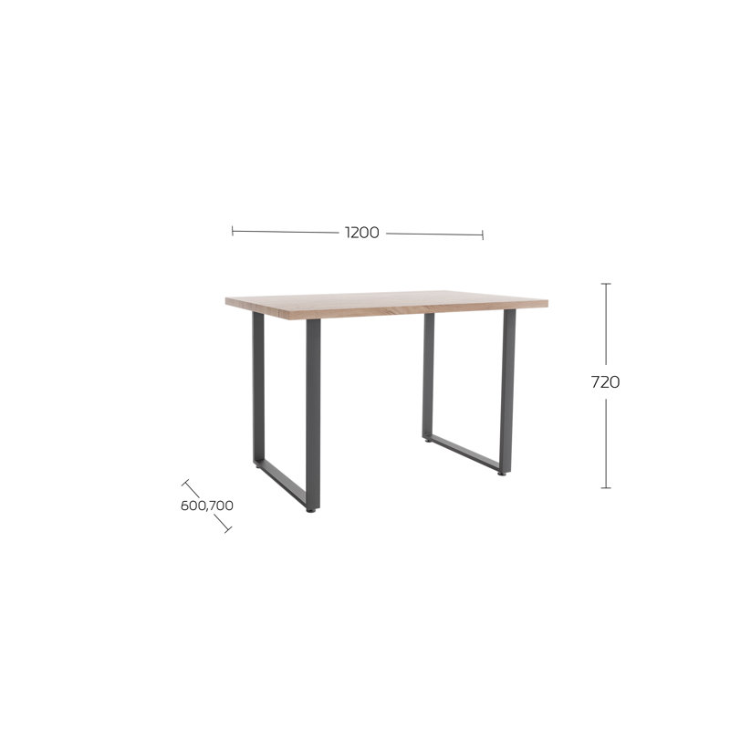 Dining Table Seattle 120-140, Oak, 72cm H x 120cm W x 60 cm D