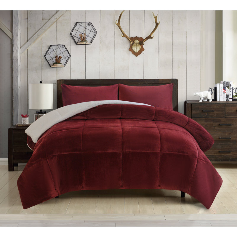 Mountain Ridge Boxed Polyester Box Stitch Comforter, Burgundy, Twin