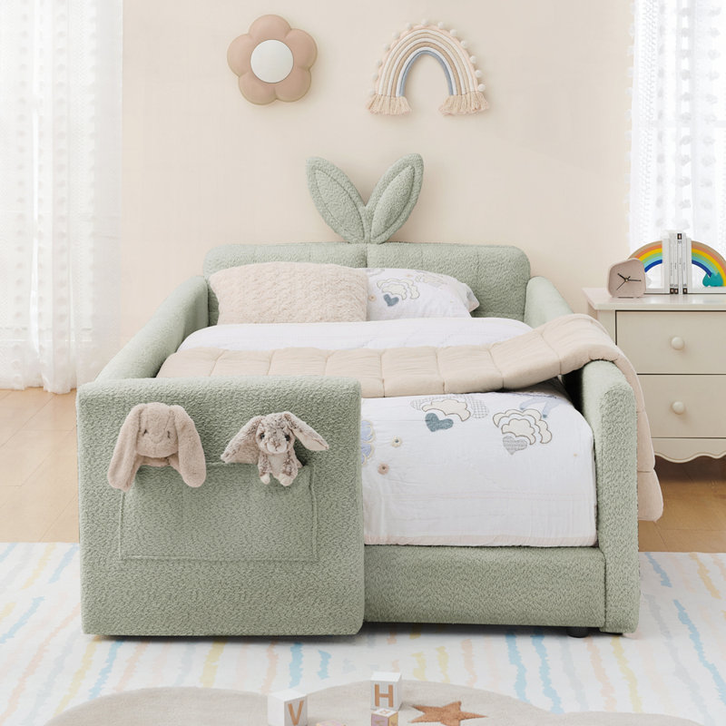 Lit plateforme tapissier Storage, Cyan, Lit simple