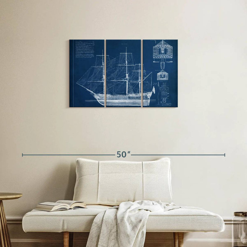 Plan de bateau antique Laelle IV, H 20 po x l 33 po