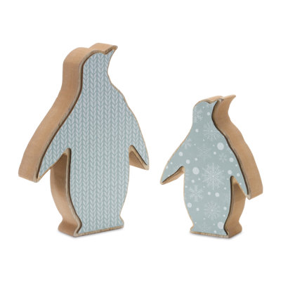 Ensemble de 2 pingouins en bois