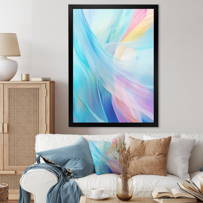 Soft Cyan Rainbow Whisper I - Abstract Shapes Wall Decor