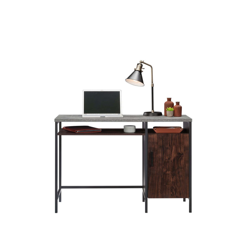 Industrial Style Desk With Metal Frame, Large Work Surface, And Adjustable Storage For Home Offices And Compact Spaces.