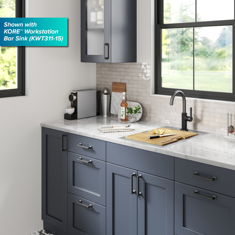 Oletto Single Handle Kitchen Bar Faucet, Matte Black/Stainless Steel