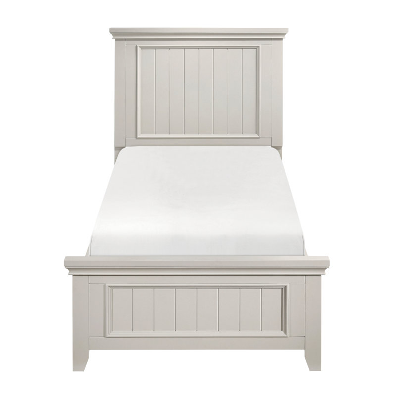 Lit à panneaux simple de style moderne avec style, finition blanche pour chambre à coucher - Finition de meubles en bois, tête de lit et rails requis