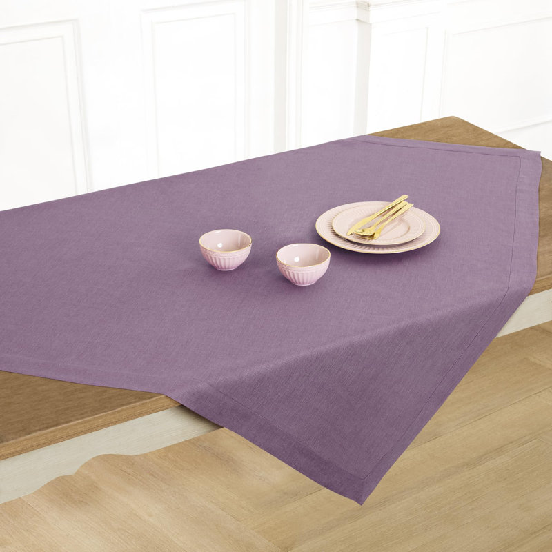 Fete - 100% Pure Linen Table Throw, Mulberry, Solid Color