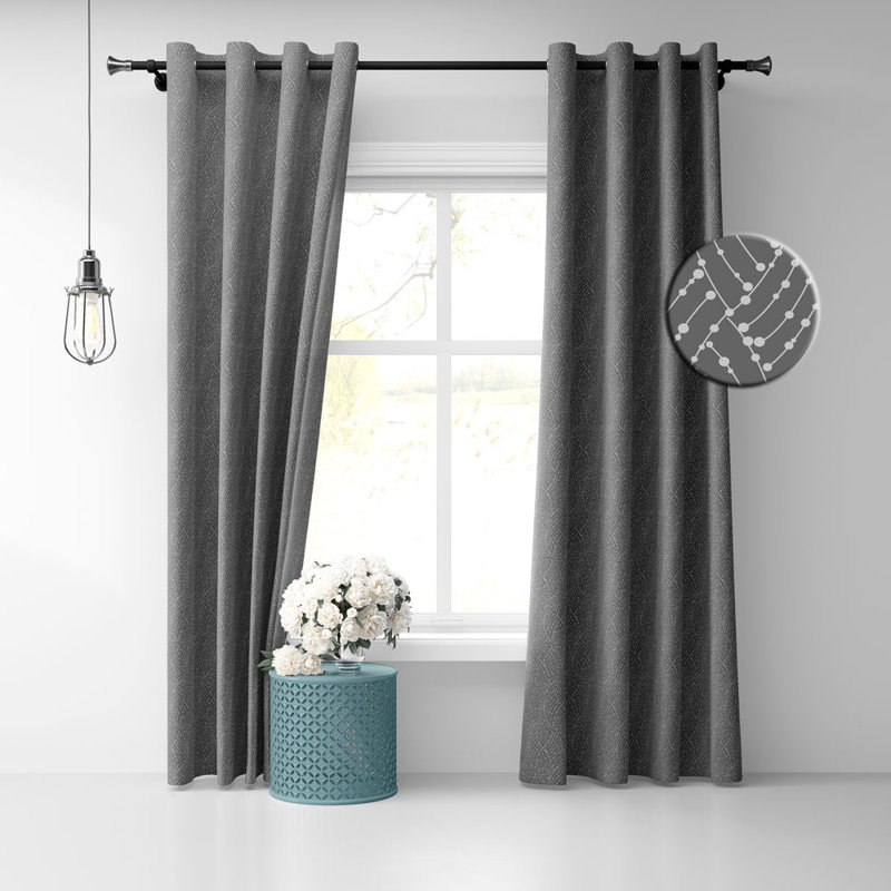 Panneau de rideau semi-transparent avec œillets B32, Gris / blanc, l 50 po x L 90 po