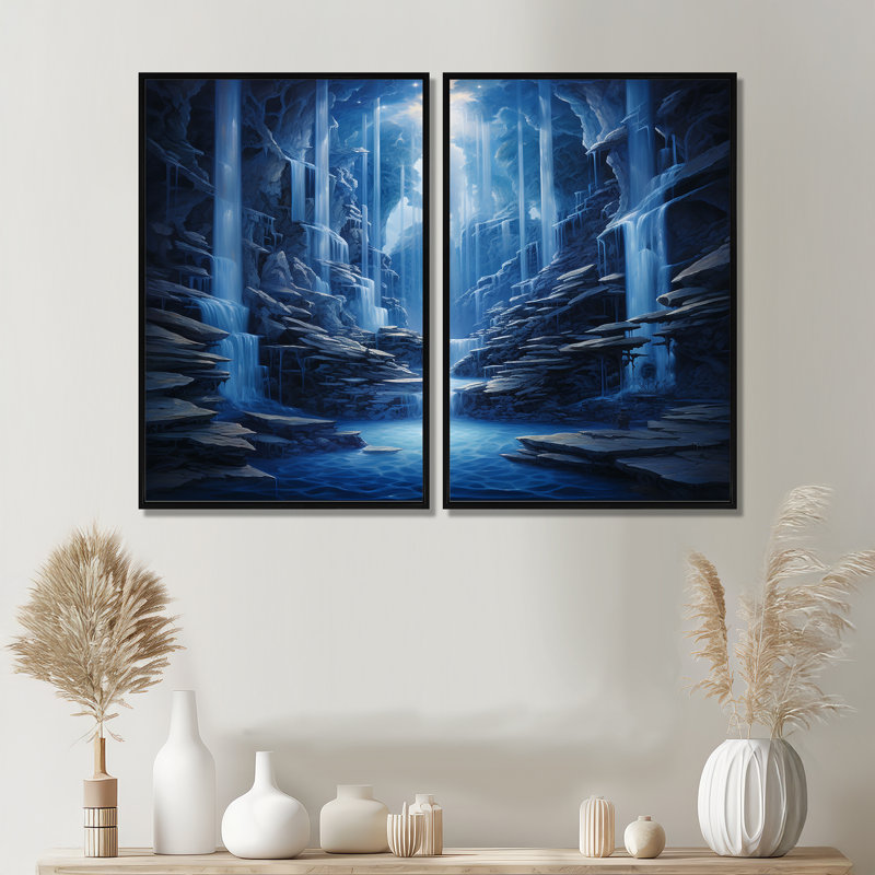 Impression sur toile cascade de fantaisie, Noir, H 36 po x l 48 po, Impression encadrée flottante