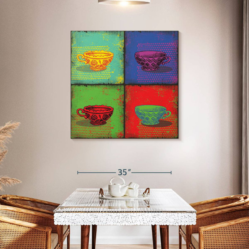 Halftone Tea Cups, 39" H x 39" W