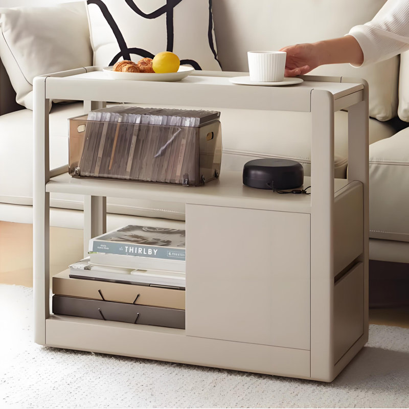 Modern Minimalist Gray Sintered Stone Rectangular Side Table