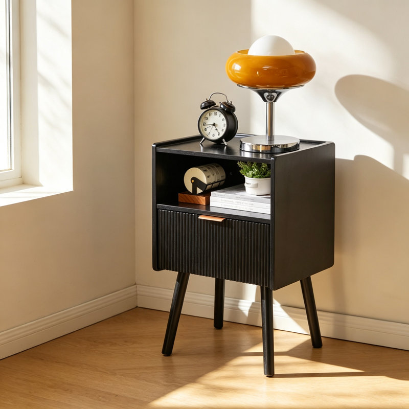 40 cm W Bedside Table, Black