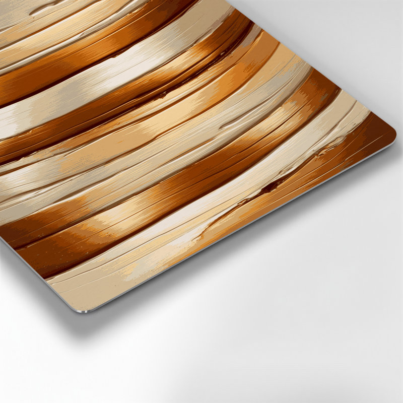 DiagonalStripes Cognac Light Beige Brown Metal Wall Art, 14" H x 11" W