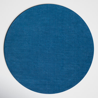Crowe Dark Blue Hand-Woven Wool Rug