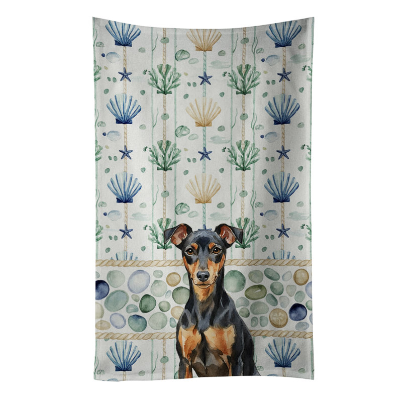Serviette de cuisine blanche en verre de mer à épagneul tibétain blanc, Manchester Terrier