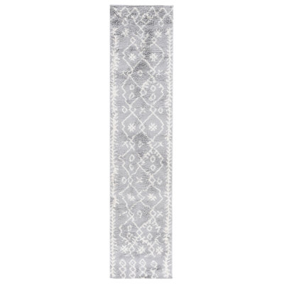 Germnico Low Shag Modern Farmhouse Gray/Ivory Performance Area Rug