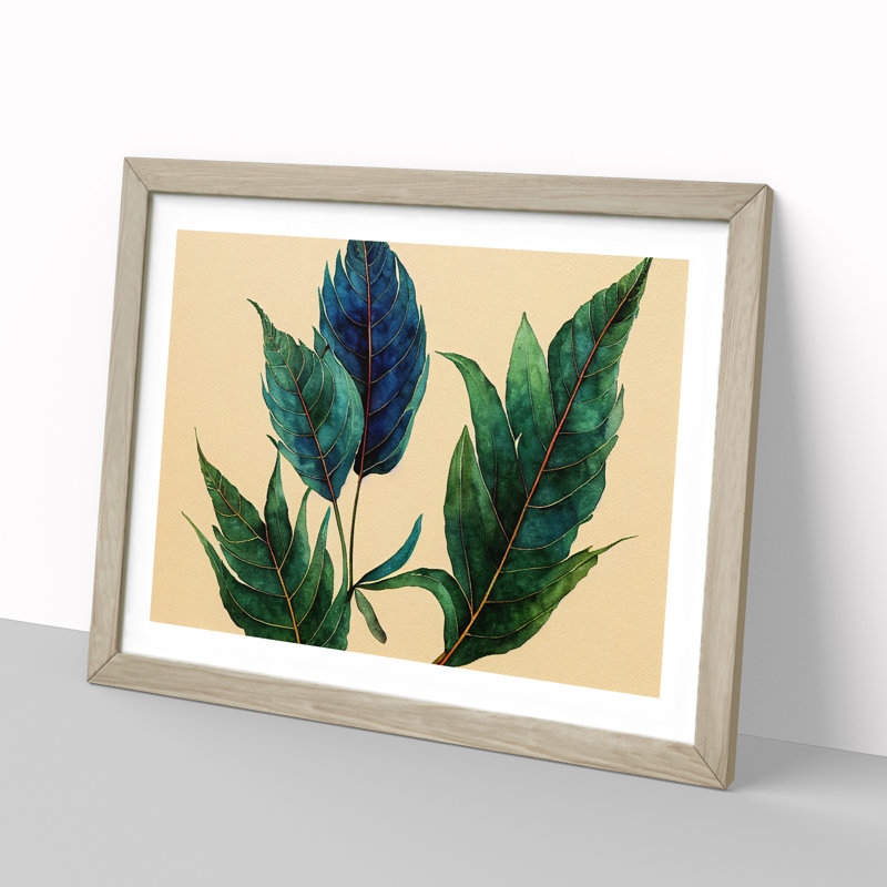 Luscious Leaf - Single Picture Frame Print, 46cm H x 64cm W x 2cm D, Oak