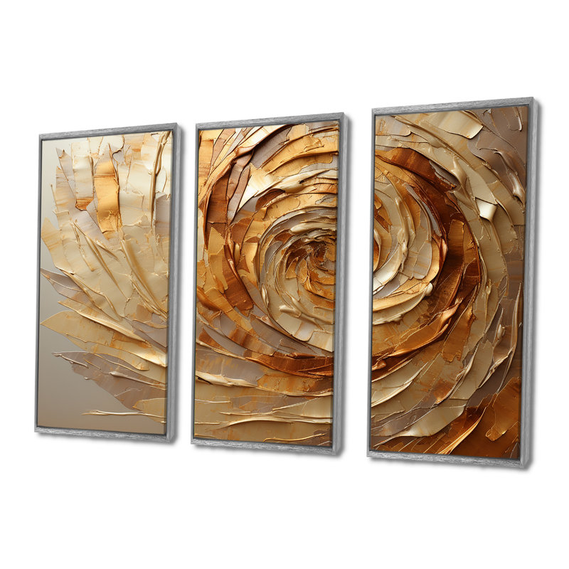 Ensemble d'art mural sur toile en spirale abstraite, H 40 po x l 60 po x P 1 po, Encadrement argenté