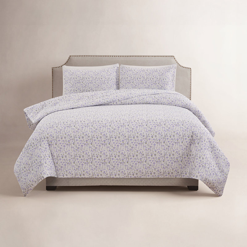 Ensemble de couette T400 Little Lilac, Housse de couette pour grand lit + 2 taies décora