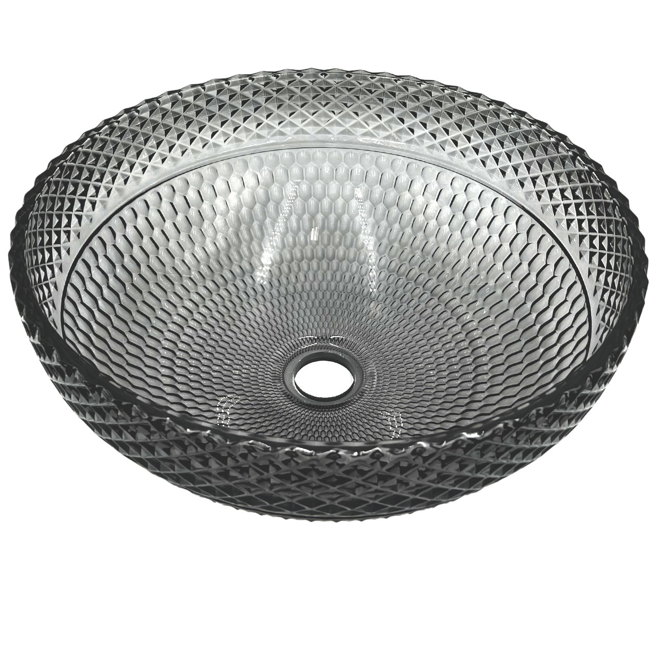 CB-VC-9-LBPNT-16 14" Jewel Round Bowl Glass Bathroom Vessel Sink