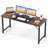 2 PCS 63'' Computer Desk Modern Industrial Office Desk w/ Metal Frame & Large Executive Desk