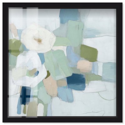 Tableau sous verre Shore Tides II, couleur sauge, par Art Remedy, cadre noir, 30,5 x 30,5 cm