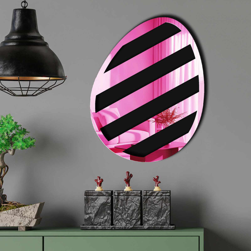 Charmant miroir décoratif pour Pâques, couleur rose, 13,8 po x 17,7 po | Dessus 100% PLEXIGLASS (épaisseur: 0,04 pouce) et dessous 100% EVA (épaisseur: 0,4 pouce) | Bandes double face pour une présentation polyvalente | Parfait pour les décorations printanières et les célébrations festives