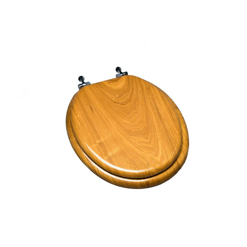 Siège de toilette rond en placage de bois et métal, Argent