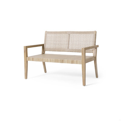 Outdoor Wicker And Acacia Wood Loveseat